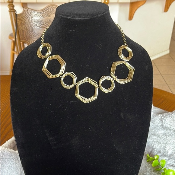 Gold Textured Circular Necklace with Graduated Design - Picture 1 of 4